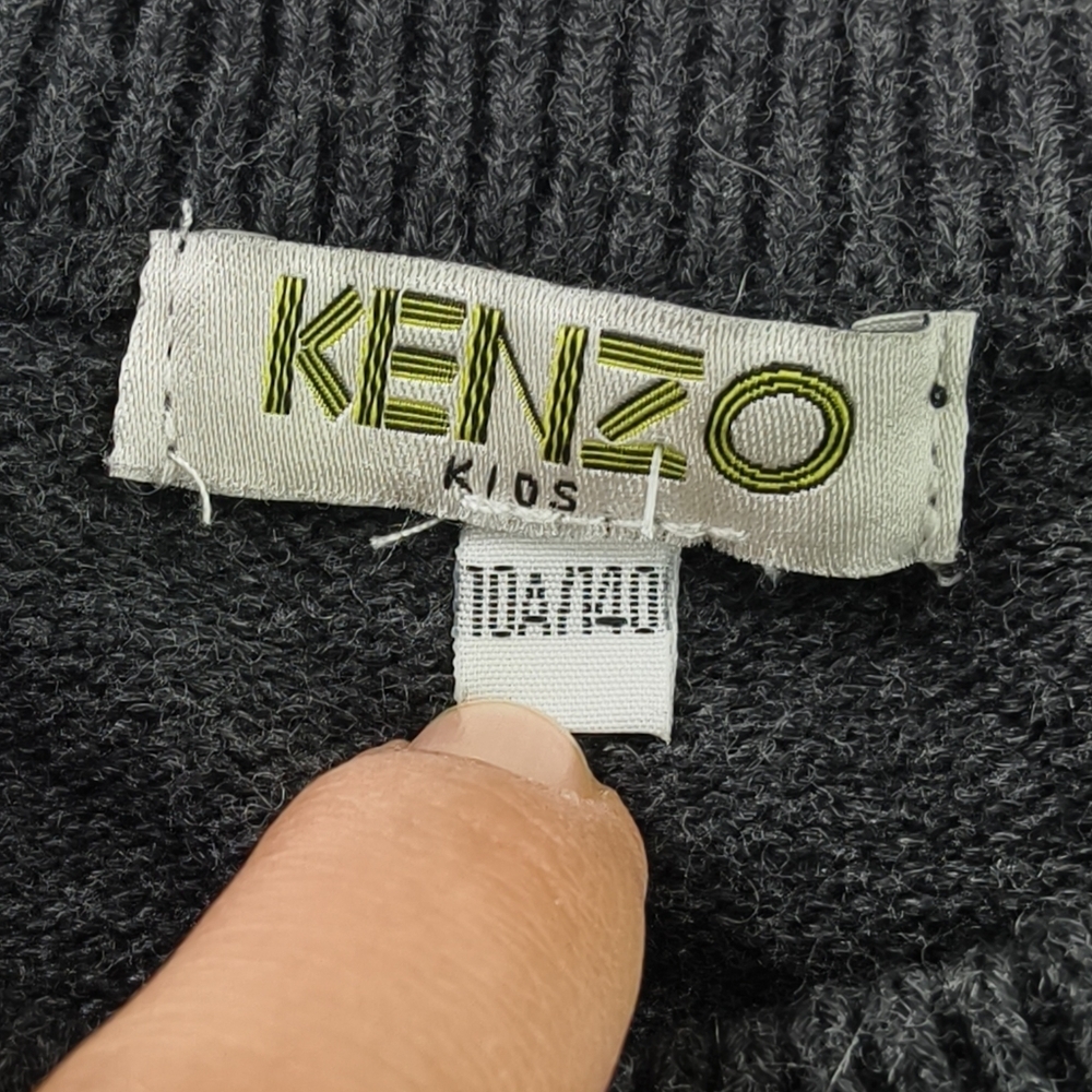 Kenzo Paris Charcoal Cashmere Blend Sweater Kid 10A / 140 Women XS/S - Picture 2 of 8